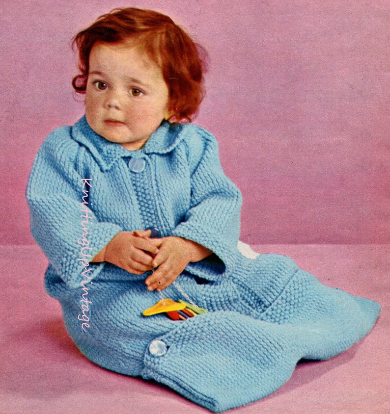 Baby Knitting Pattern Pdf Dressing Gown Sleeping Bag 02 Yrs Etsy