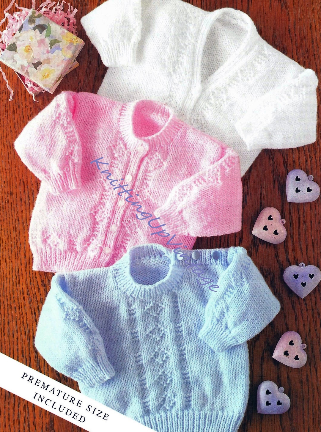 Premature Baby Knitting Pattern DK 1422 Cardigans and Jumper Pdf Etsy