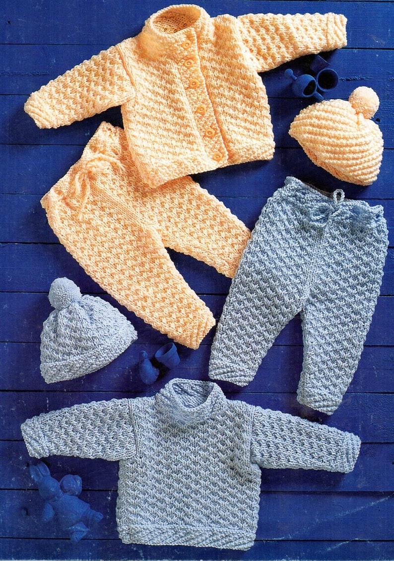 Baby Knitting Pattern Chunky Pram Sets Boys and Girls 18-28 pdf
