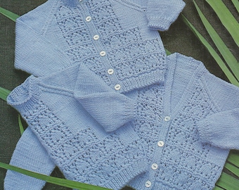 Baby Knitting Pattern DK Cardigans & Sweater 22-28" pdf