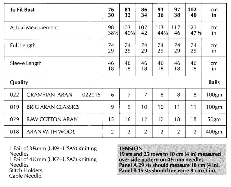 Knitting Pattern PDF Ladies Aran Cable and Leaf Jumper 30-40