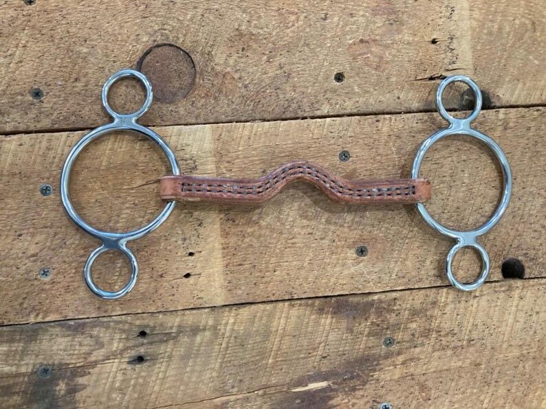 Leather 2 Ring Elevator Gag Bit Custom Katie Port