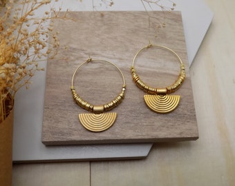 HATHOR - Gold Pendant Hoop Earrings | ETHEREAL SERIES