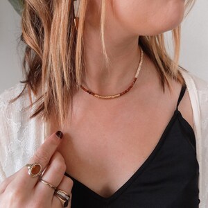 DEMETER -  Garnet + Mother of Pearl Necklace | ETHEREAL SERIES