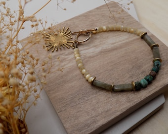 HESTIA | Mother of Pearl + Labradorite + Turquoise Bracelet | ETHEREAL SERIES