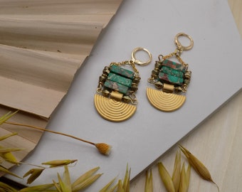 II. Jasper Layered Gold Pendant Earrings | SPRING + SUMMER Series