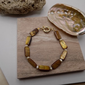 AMALFI I - Italian Holiday Collection limited edition - Golden Olive and Ivory Pearl Bracelet