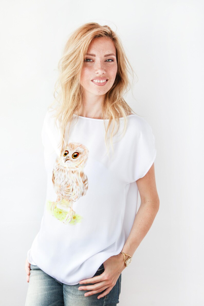 Hand Painted Art Clothing Handpainted Animal Dog Shirt Tshirt Painted Silk Designer Shirts Loose Blouse Clothing Top Tee T Shirt Husky