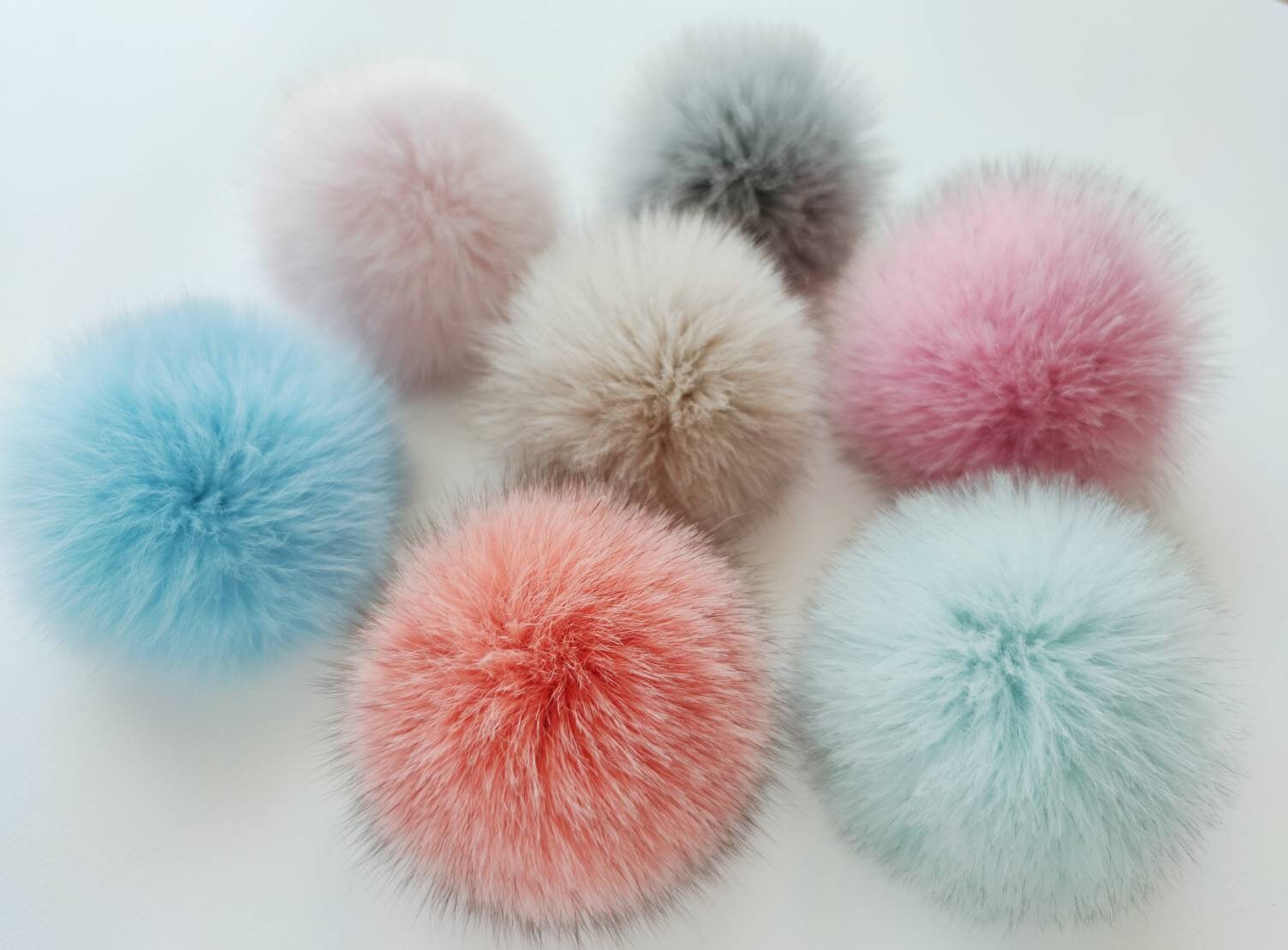 Real Fur Pom Pom Hat Fox Pompom Fox Fur Pompom Large Pom Poms Etsy