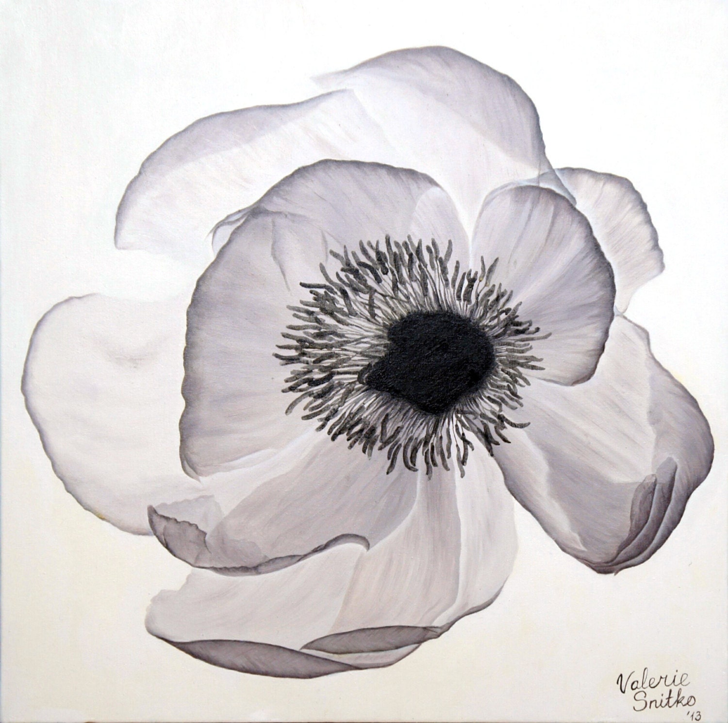 Original Oil Painting Xray of the Peony Ready To Hang Etsy