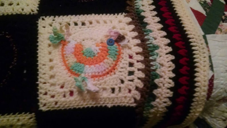 One-of-A-Kind 3D Colorful Rooster Afghan