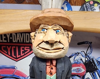 Hobo woodcarving from the Hobo Series hand carved and hand painted by MADellinger Wood Carving # 1087