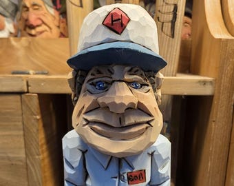 Handy Man woodcarving Hand Carved and Painted by M.A. Dellinger Woodcarving