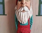 Santa en franela baberos caricatura talla creado por figura de talla de madera de MADellinger hace una excelente Navidad presente BS # 60 Santa