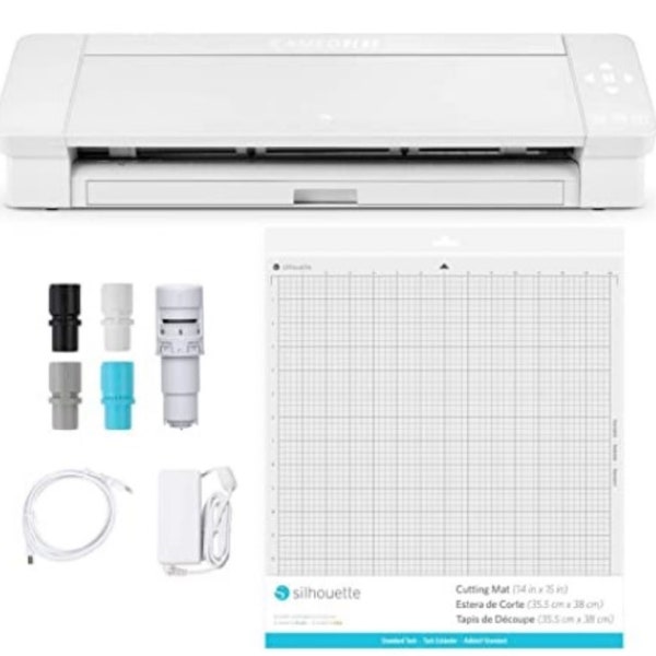 Silhouette Cameo Plus 15 Inch Version - 15" Cutting Mat, Power cords, Built in Roll Feeder, Silhouette Studio Software