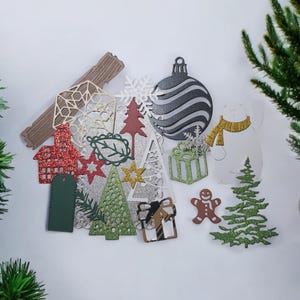 Kit de Noël 20 pièces/scrapbooking/Junk Journal/Fabrication de cartes de Noël/Découpes/agenda/fournitures/Papier cartonné Brillant et autres
