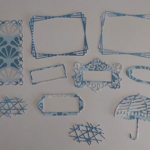 Joli ensemble de 10 pièces de découpes pour décorer tout vos projets de scrapbooking et autres. Journal, cartes de souhaits, agenda.