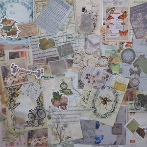 Ensemble de 100 pièces de style vintage de tailles variés/Scrapbooking/Carte de souhaits/Collage/Projet créatif/Projet D'Artisanat et autre.