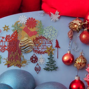 Kit de Noël 20 pièces/scrapbooking/Junk Journal/Fabrication de cartes de Noël/Découpes/agenda/fournitures/Papier cartonné Brillant et autres