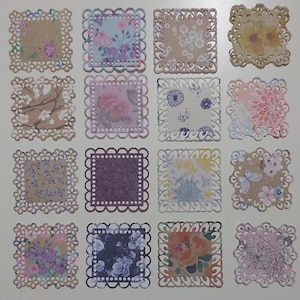 Découpes de dentelles carrés à motifs, 16 pièces/scrapbooking/Card making/Junk Journal/cartes de souhaits/agenda/Lace/Scrapbook supplies.