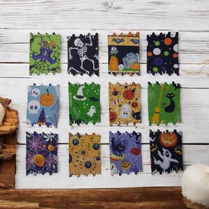 Jolies Découpes de 12 Étiquettes motifs Halloween/Junk Journal/Scrapbook Supplies/Die Cut/Card making/Scrapbooking/Fourniture