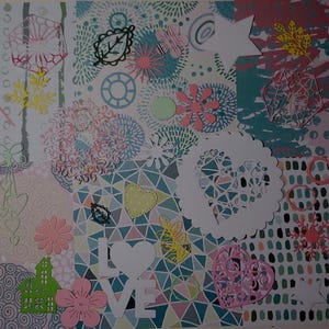 Ensemble complet pour projets de scrapbooking et autres. Journal, cartes de souhaits, agenda. 6 Papier artistique et 40 découpes assorties