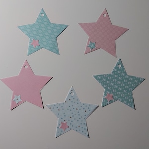 Découpes de 5 Étiquettes en forme d"Étoiles/Junk Journal/Scrapbook Supplies/Die Cut/Card making/Scrapbooking/Die Cut/Art Collage/Fourniture