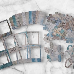 Découpe papier de style vintage. Cadre polaroid/fleurs/Étiquettes et autres/junk journa/Cartes/Collage/Projet créatif/Embellissement/50 pces