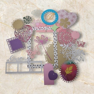 Kit de 25 découpes papier/Découpe perforées/fleurs/Dentelles/Scrapbooking/Carte de souhaits/Déco album/journal indésirable/Bricolage