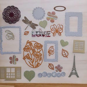 Kit de 25 découpes papier/Découpe perforées/fleurs/Dentelles/Scrapbooking/Carte de souhaits/Déco album/journal indésirable/Bricolage
