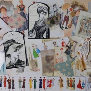 Ensemble d'Images de mode Vintage de tailles variés/découpes/autocollants. Scrapbooking/Cartes/Collage/Projet créatif/Journal/Fournitures.