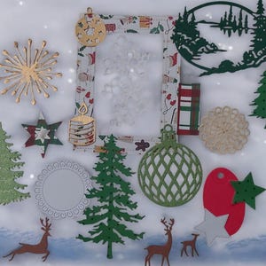 Kit de Noël 20 pièces/scrapbooking/Junk Journal/Fabrication de cartes de Noël/Découpes/agenda/fournitures/Papier cartonné Brillant et autres