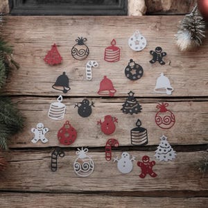 Petites Découpes de Noël/scrapbooking/Junk Journal/Fabrication de cartes de Noël/Découpes/agenda/fournitures/Papier cartonné/24 pièces