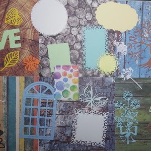 Complete set for scrapbooking and other projects. Diary, greeting cards, diary. 6 Art paper and 24 assorted die-cuts