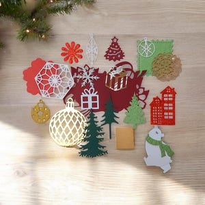 Kit de Noël 20 pièces/scrapbooking/Junk Journal/Fabrication de cartes de Noël/Découpes/agenda/fournitures/Papier cartonné Brillant et autres