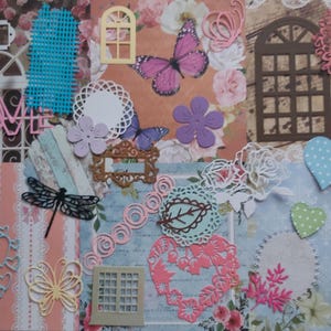 Ensemble complet pour projets de scrapbooking et autres. Journal, cartes de souhaits, agenda. 6 Papier artistique et 30 découpes assorties