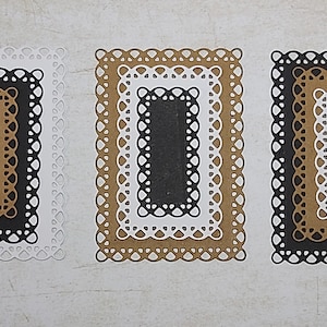 Joli ensemble 9 découpes de dentelles Rectangles pour décorer tout vos projets de scrapbooking et autres. Journal/cartes de souhaits/agenda.