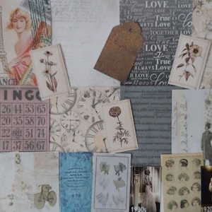 Ensemble d'images de style vintage de couleurs différentes, Scrapbooking, Cartes de souhaits, Collage, Projet créatif et autres. 25 pièces.