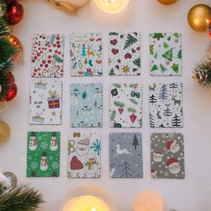 Jolies Découpes de 12 Étiquettes motif de Noël/Junk Journal/Scrapbook Supplies/Die Cut/Card making/Scrapbooking/Fourniture/carte de souhaits