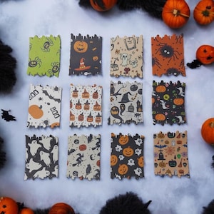 Jolies Découpes de 12 Étiquettes motifs Halloween/Junk Journal/Scrapbook Supplies/Die Cut/Card making/Scrapbooking/Fourniture