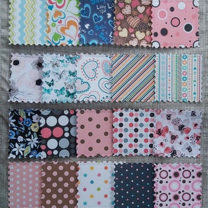 20 cartons carrés à motifs assortis style timbre 7 x 7 CM. Scrapbook supplies/Card Making/Découpe papier cartonné/Collage/Artisanat/Art
