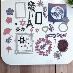 Kit de plus de 30 découpes papier/Découpe perforées/fleurs/Dentelles/Scrapbooking/Carte de souhaits/Déco album/journal indésirable/Bricolage