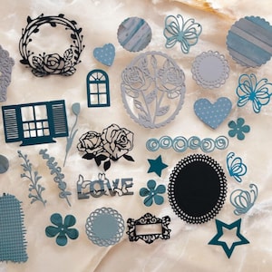 Kit de 30 découpes papier/Découpe perforées/fleurs/Dentelles/Scrapbooking/Carte de souhaits/Déco album/journal indésirable/Bricolage