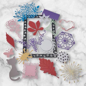 Kit de 20 découpes papier/Découpe perforées/fleurs/Dentelles/Scrapbooking/Carte de souhaits/Déco album/journal indésirable/Bricolage