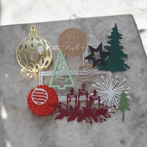 Kit de Noël 15 pièces/scrapbooking/Junk Journal/Fabrication de cartes de Noël/Découpes/agenda/fournitures/Papier cartonné Brillant et autres