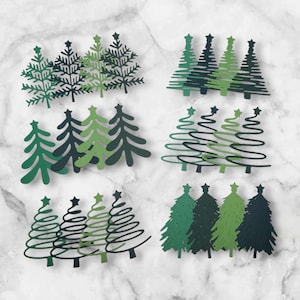 Découpes de sapins verts 6 pièces/scrapbooking/Journal/cartes de souhaits/agenda/décorations Noël/Bricolage/Découpe papier/Conifère