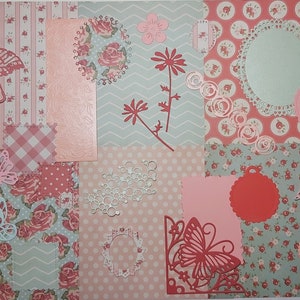 Complete set for scrapbooking and other projects. Diary, greeting cards, diary. 6 Art paper and 30 assorted die-cuts