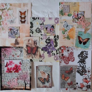 Ensemble Unique pour scrapbooking de style vintage /thème papillons/ Images/Autocollants/Découpes/Fournitures/Scrapbook Making/Junk Journal.