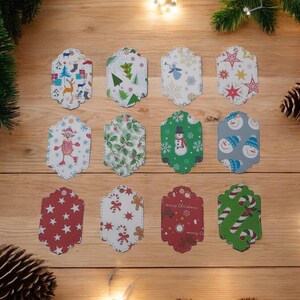 Jolies Découpes de 12 Étiquettes motif de Noël/Junk Journal/Scrapbook Supplies/Die Cut/Card making/Scrapbooking/Fourniture/carte de souhaits