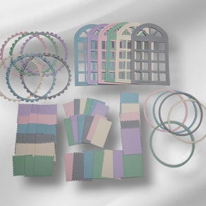 Ensemble pour scrapbooking/art journal/junk journal/Cadres/fenêtres/Dentelles/timbres/Cartes/Collage/Projet créatif/Embellissement.